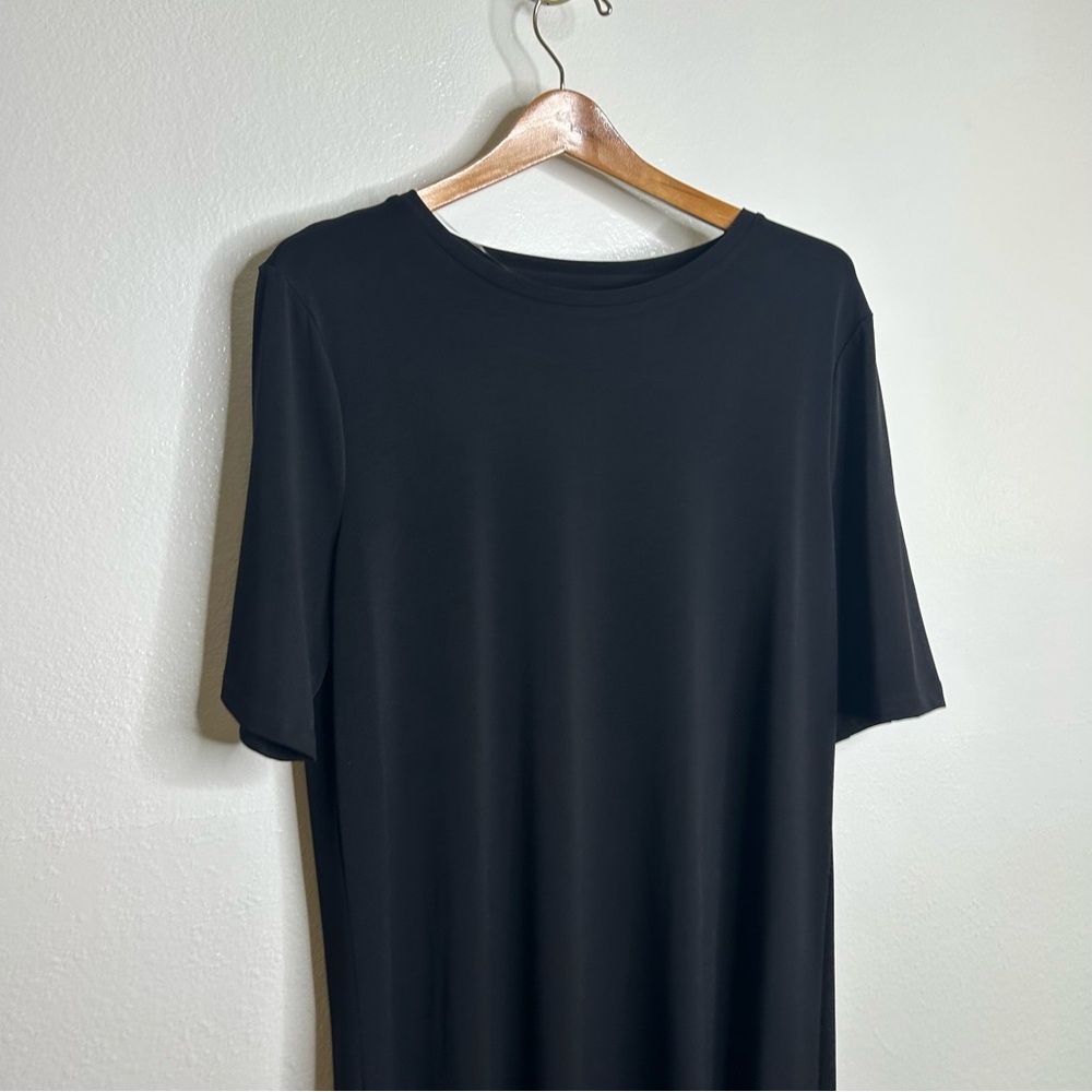 NWT Chico's Easy Chic Short Sleeve Jersey Dress in Solid Black Size US 16/18